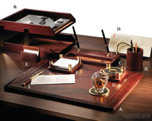 Brown Two - Tone Leather 9 - PC Desk Set